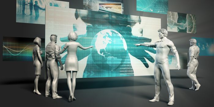 Web Development Concept with Virtual Presentation Background