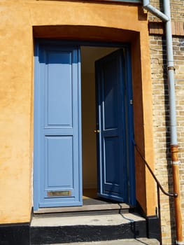 Traditional colorful craft vintage wooden front door Denmark