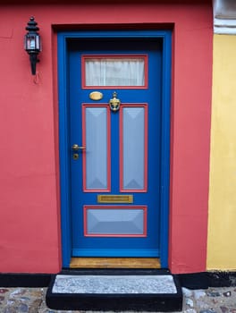 Traditional colorful craft vintage wooden front door Denmark