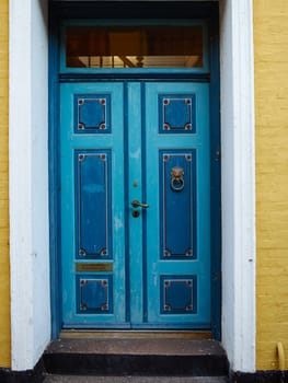 Traditional colorful craft vintage wooden front door Denmark