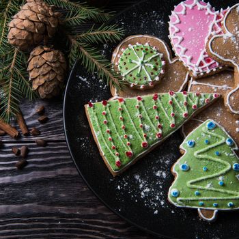 New year homemade gingerbreads with tea