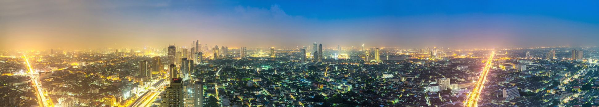 panorama of bangkok city at night