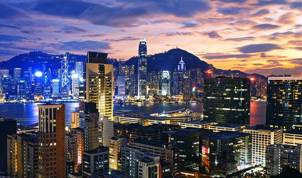 Hong Kong skyline at sunset