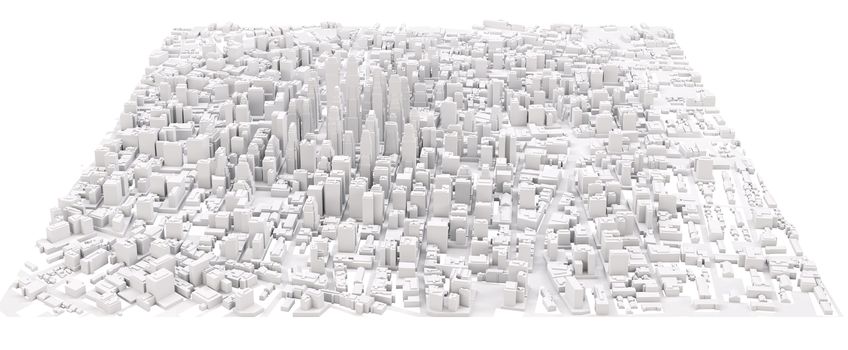 White modern city. Isolated on white. 3D rendering