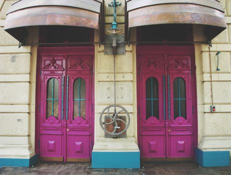 in steampunk style doors.