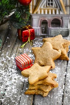 Symbolic Christmas cookies for the holiday and Christmas decorations