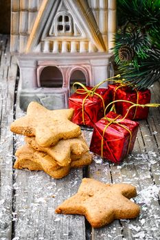 Symbolic Christmas cookies for the holiday and Christmas decorations