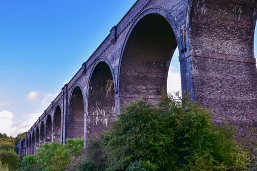 Viaduct on river Don near Conisbrough, used color magenta  effect