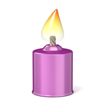 Purple candle. 3D render illustration isolated on white background