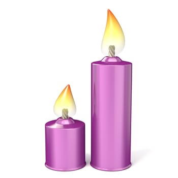 Pink candles. 3D render illustration isolated on white background
