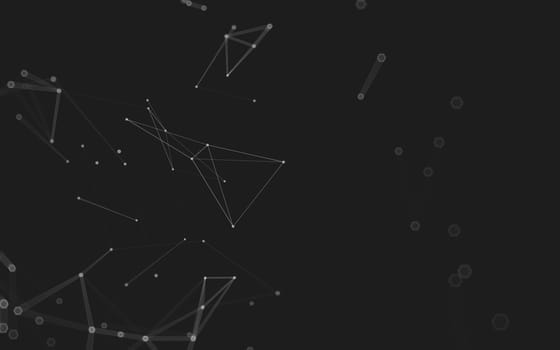 Abstract polygonal space low poly dark background with connecting dots and lines. Connection structure. 3d rendering