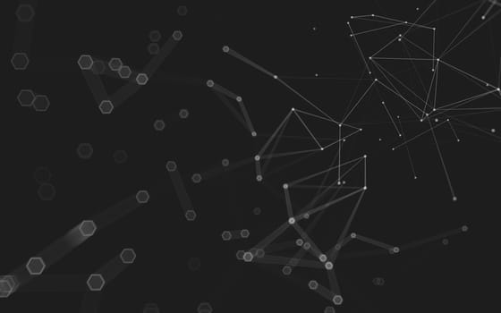 Abstract polygonal space low poly dark background with connecting dots and lines. Connection structure. 3d rendering