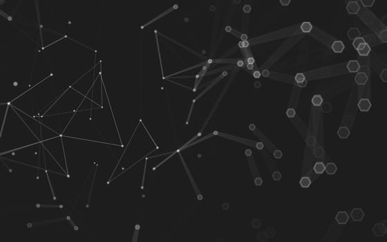 Abstract polygonal space low poly dark background with connecting dots and lines. Connection structure. 3d rendering