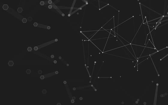 Abstract polygonal space low poly dark background with connecting dots and lines. Connection structure. 3d rendering