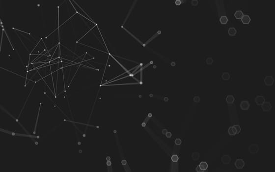 Abstract polygonal space low poly dark background with connecting dots and lines. Connection structure. 3d rendering