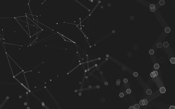 Abstract polygonal space low poly dark background with connecting dots and lines. Connection structure. 3d rendering