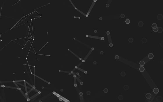 Abstract polygonal space low poly dark background with connecting dots and lines. Connection structure. 3d rendering