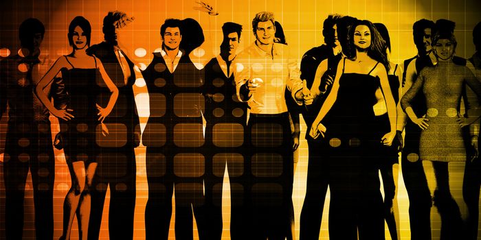 Confident Businessmen and Businesswomen Standing in Unity