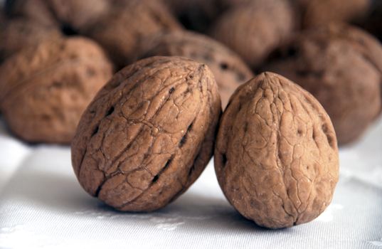 Walnuts, white Background, Cracked, Small Group of Objects, Horizontal