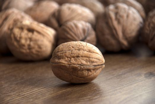 Walnuts, wooden Background, Cracked, Small Group of Objects, Horizontal