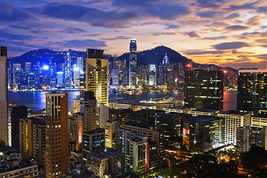 Hong Kong skyline at sunset