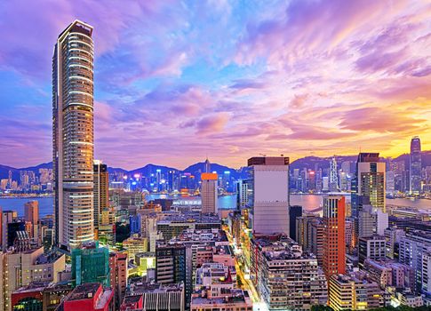 Hong Kong skyline at sunset