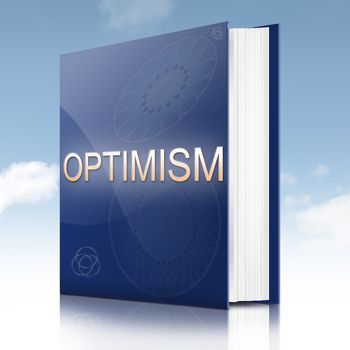 Illustration depicting a text book with an optimism concept title.