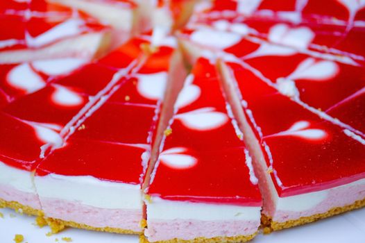 a Cheesecake New-York with Strawberries close up