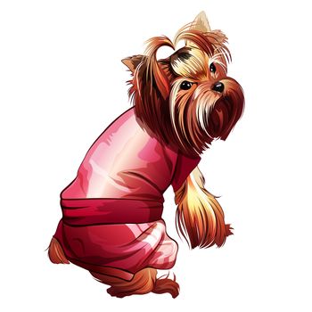 Glamorous pink pocket dog. Isolated  illustration