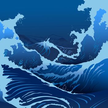 Blue waves in the Japanese style.