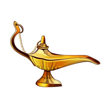 Aladdins lamp illustration on a white background