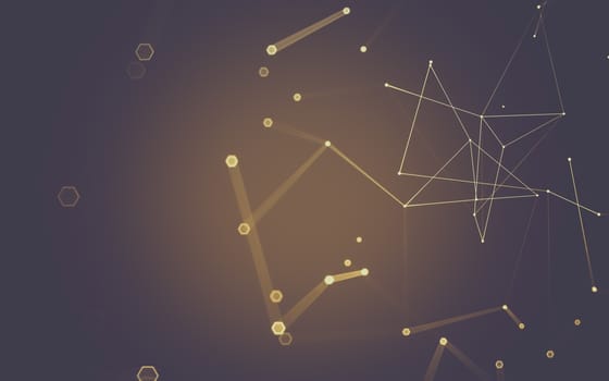 Abstract polygonal space low poly dark background with connecting dots and lines. Connection structure. 3d rendering