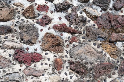 Ancient Mexican stone wall at San Juan Teotihuacan, Mexico. The whole site where the Pyramid of the Sun and Pyramid of the Moon are is built using this technique.