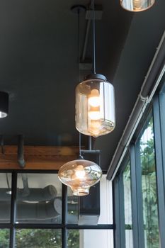 Lamps decorated in coffee shop, stock photo