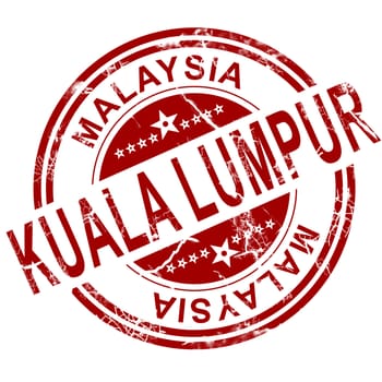Red Kuala Lumpur stamp with white background, 3D rendering