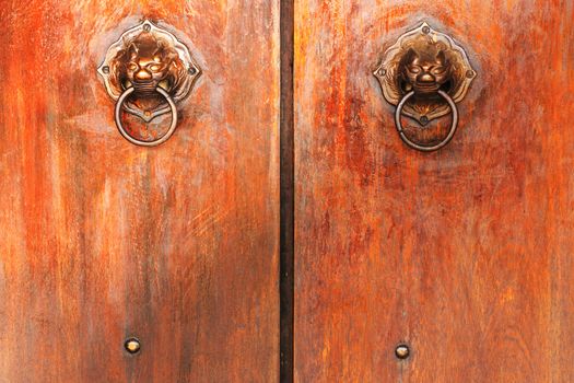 Chinese door knocker symbol of vintage Chinese style.