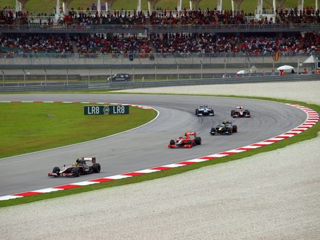 Sepang, Malasia - April 4, 2010 : Malaysian Grand Prix at Sepang F1 first circuit April 4, 2010 in Sepang, Malasia