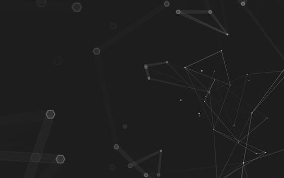 Abstract polygonal space low poly dark background with connecting dots and lines. Connection structure. 3d rendering