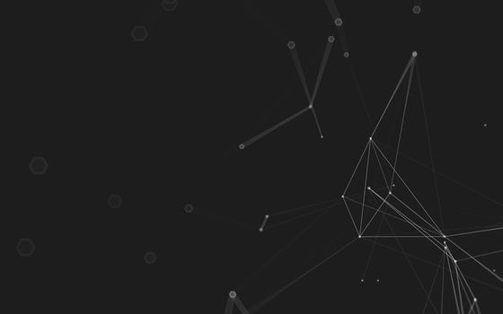 Abstract polygonal space low poly dark background with connecting dots and lines. Connection structure. 3d rendering