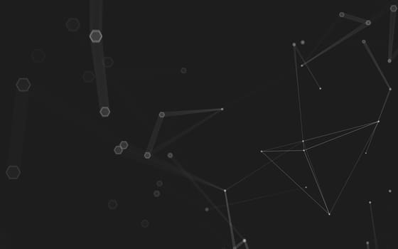 Abstract polygonal space low poly dark background with connecting dots and lines. Connection structure. 3d rendering