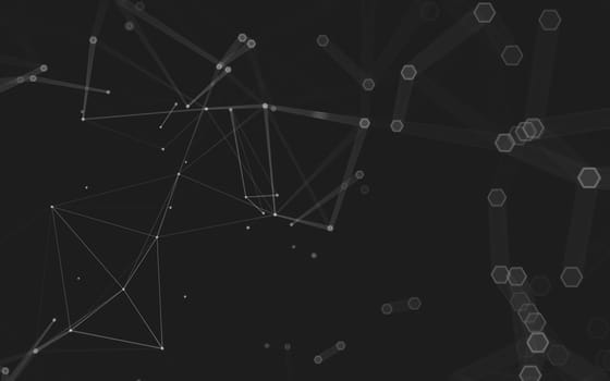 Abstract polygonal space low poly dark background with connecting dots and lines. Connection structure. 3d rendering