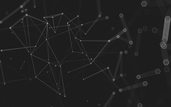 Abstract polygonal space low poly dark background with connecting dots and lines. Connection structure. 3d rendering