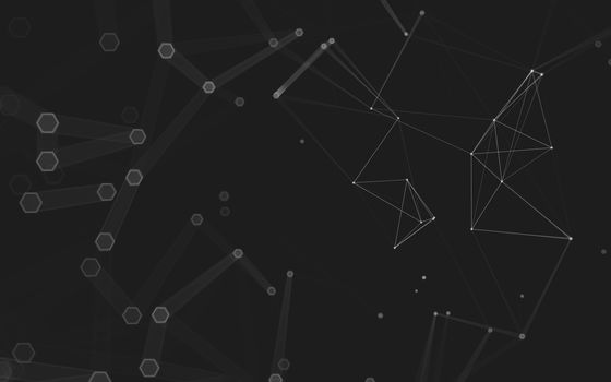 Abstract polygonal space low poly dark background with connecting dots and lines. Connection structure. 3d rendering