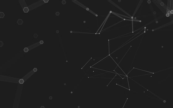 Abstract polygonal space low poly dark background with connecting dots and lines. Connection structure. 3d rendering