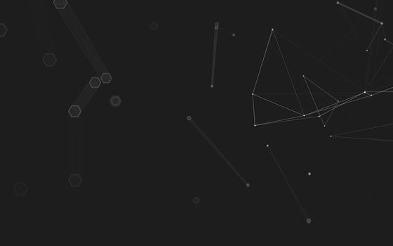 Abstract polygonal space low poly dark background with connecting dots and lines. Connection structure. 3d rendering