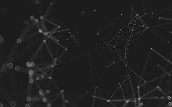 Abstract polygonal space low poly dark background with connecting dots and lines. Connection structure. 3d rendering