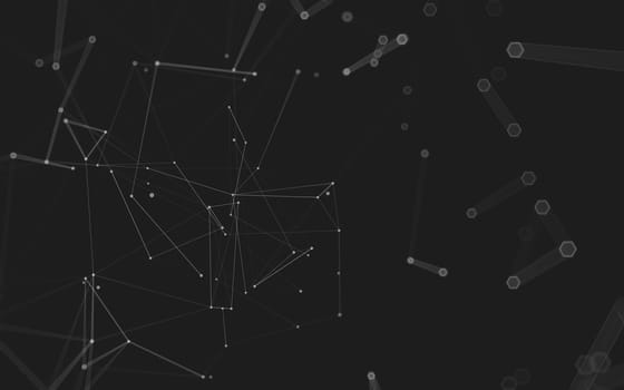 Abstract polygonal space low poly dark background with connecting dots and lines. Connection structure. 3d rendering