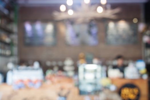 Abstract blur coffee shop interior for background, stock photo