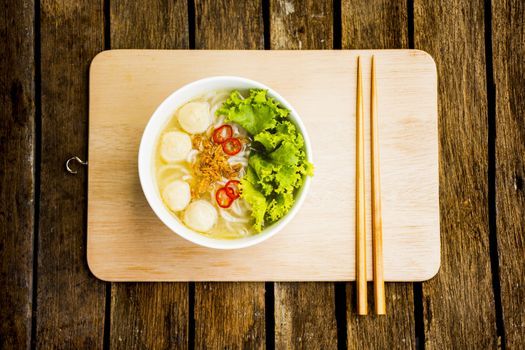 Asia noodle or pasta of vietnam or noodle of vietnam.food of asia  on wooden background