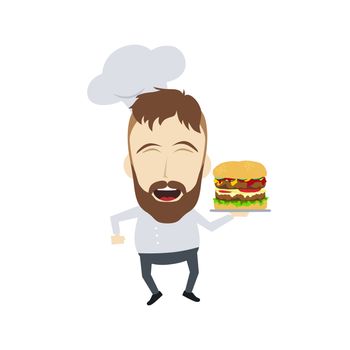 master chef cartoon character theme vector art illustration